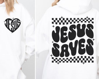 Sudadera con capucha "Jesús salva", sudadera cristiana de moda