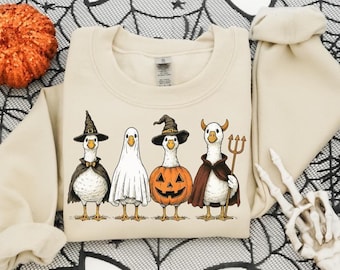 Boo Ghost Goose Sweatshirt, Funny Skeleton Goose Halloween Hoodie, Pumpkin Goose Sweater, Spooky Goose Gift, Halloween Goose Sweatshirt