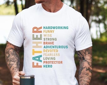 Camiseta con definición de paternidad, camiseta de agradecimiento a papá, regalo del Día del Padre, camiseta divertida de papá sabio y valiente, regalo para papá, camiseta linda para papá, camiseta para papá