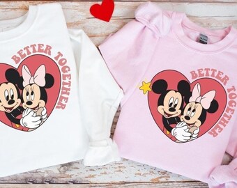 Better Together Disney-tröja, Musse och Mimmi kärlekströjor, Disney-tröja för alla hjärtans dag, Disney-huvtröja för par, alla hjärtans dag-present