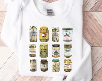 sweat mariné vintage en conserve, sweat cornichon, col rond Pickle Jar, pull amateurs de cornichons, sweat saison de mise en conserve, cornichons maison