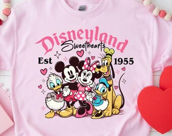 Sudadera Disneyland Sweethearts Nite, suéter Disneyland Trip, sudadera para el día de San Valentín, Disney Valentines, sudadera con capucha Mickey and Friends