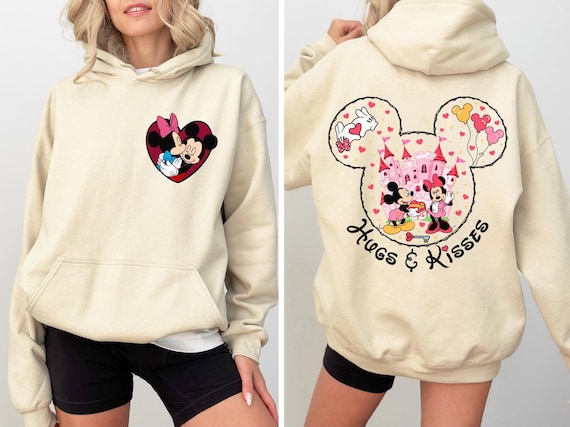 epine ＜Mickey &amp; Minnie＞ I LOVE YOU sweat Mickey Minnie Love, Mickey Minnie Pink Heart, Valentines Mouse Png