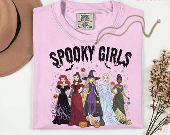 Koszulka Comfort Colors® Disney Spooky Girls, koszulka Disney Halloween Princess, koszulka Spooky Princess, koszulka Halloween Girls Trip, koszulka na imprezę Halloween