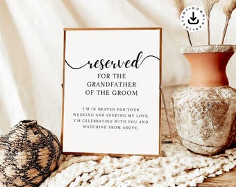 Letrero conmemorativo de boda, reservado para el abuelo del novio (descarga digital PNG)
