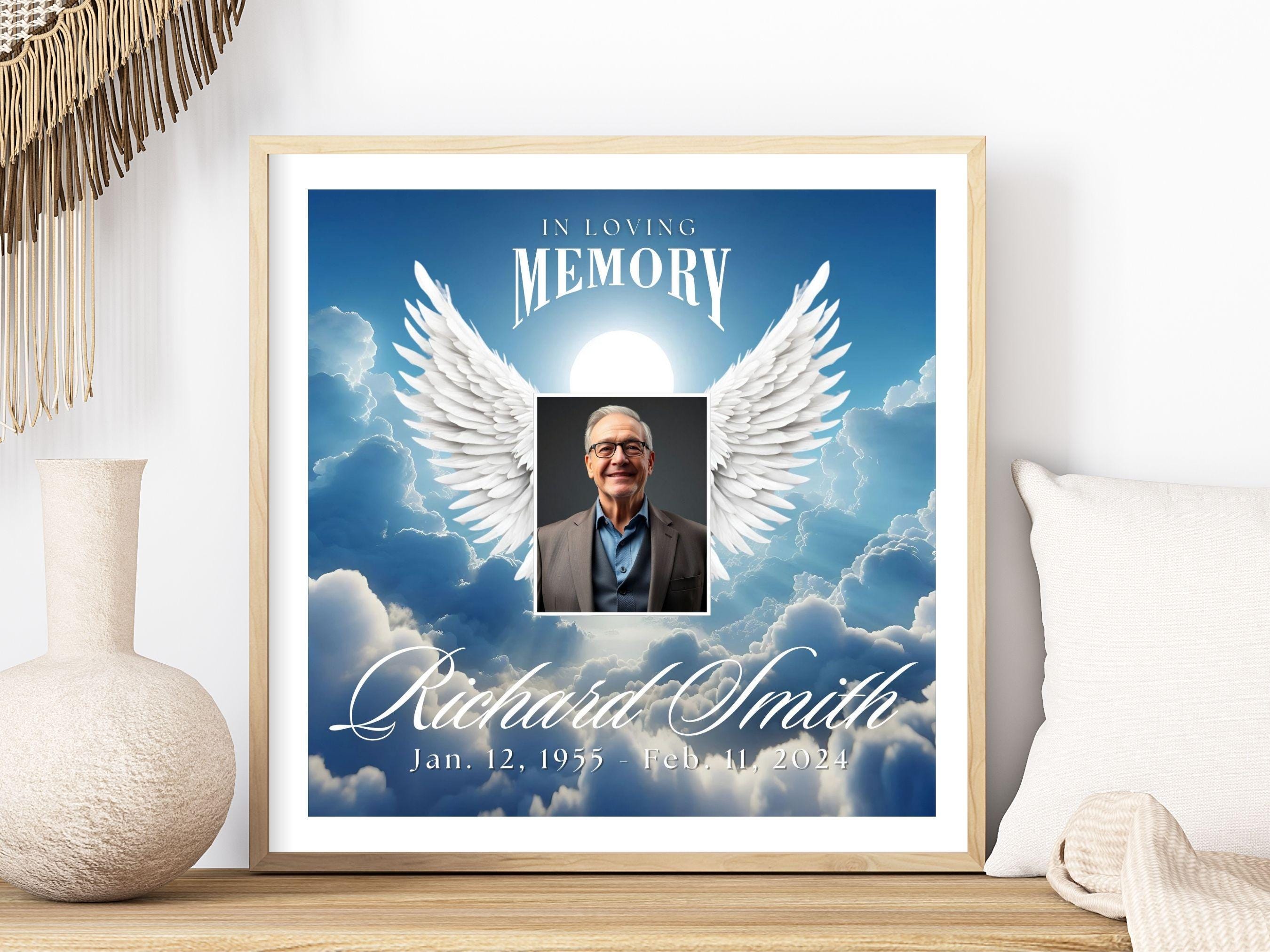 Blue Sky Angel Wings Holy Light Memorial Backdrop