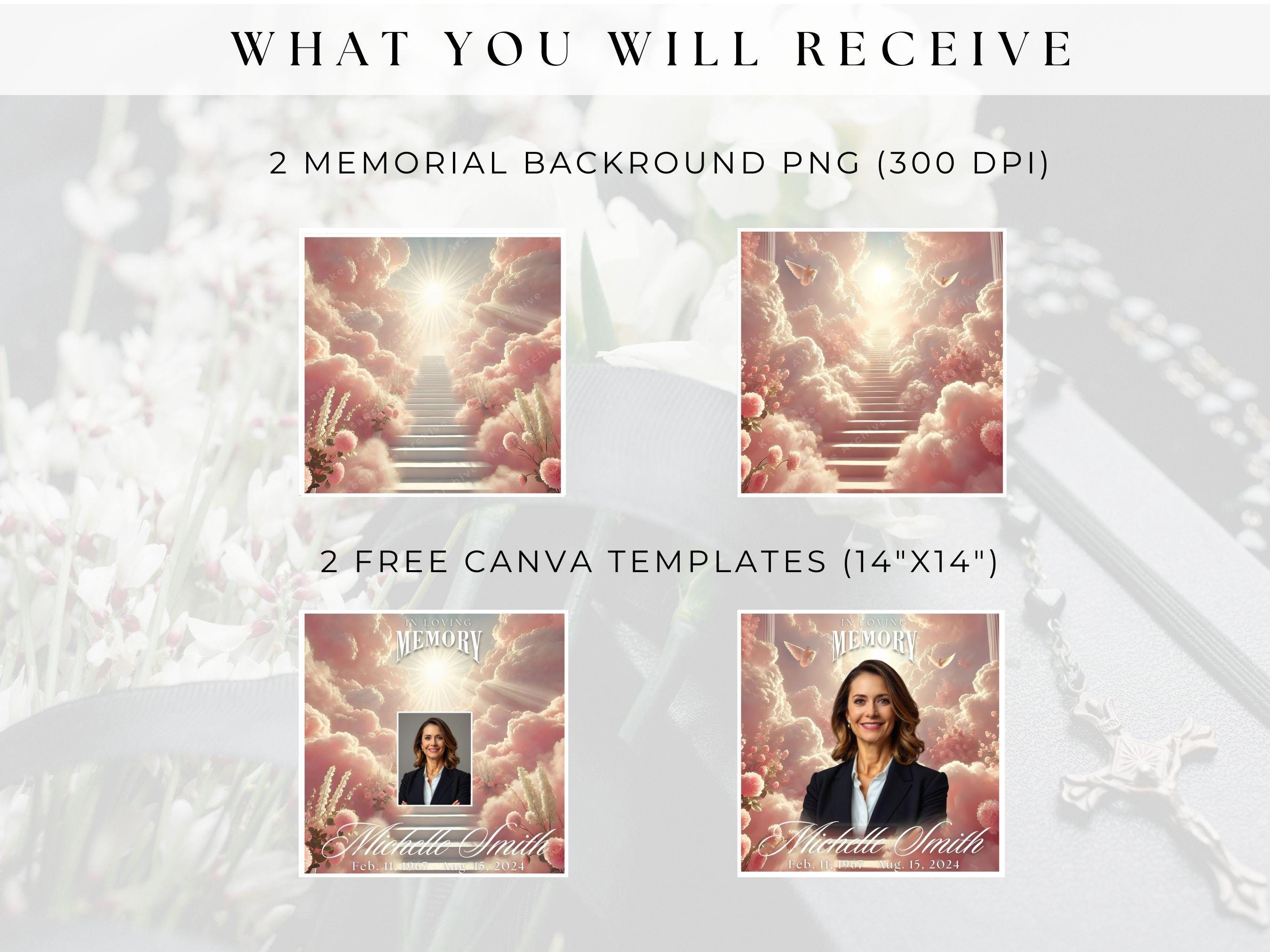 Pink Memorial Background PNG Heavens Gate in Loving Memory Backdrop Rip ...