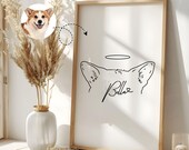 Personalized Custom Line Pet Art Portrait Pet Ears Outline Cat Dog Ears Drawing Pets Portrait Gift Dog’s Wall Art Pet Keepsake Gifts