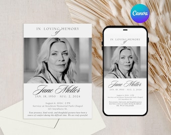 Editable Funeral Invitation Memorial Template In Loving Memory Celebrating The Life Digital Invites  Funeral Evite Memorial Invitation
