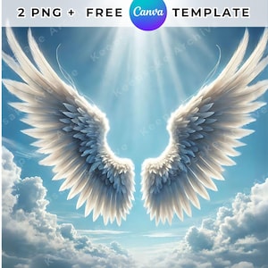 2 Memorial  Background PNG Angel Wings Heaven Background Rest in peace In Long Memory PNG Custom Canva template Funeral Background png