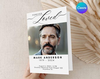 Minimalist Funeral Program Template Funeral Program For Man Forever in our hearts Program Minimal Obituary Template Simple Order Of Service