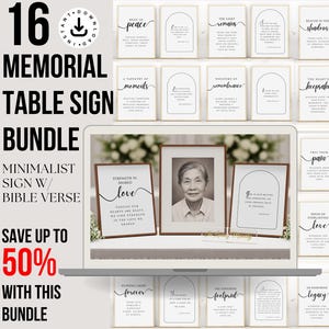 uneral Sign Bundle Memorial Table sign png Memorial service Quotes Legacy Memorial verse Minimalist Funeral Favor Poem Celebration of Life