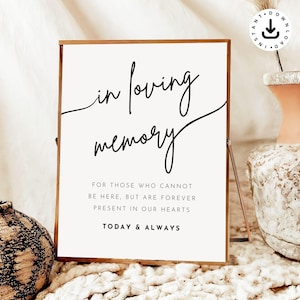 In Loving Memory Wedding Sign Memorial Table Sign Wedding Sign Grandparents Printable Memory Table Sign Minimalist Memorial Wedding Sign