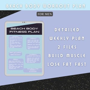 Beach Body Workout Plan for Men - Fitness Routine For Quick Muscle Gain and Toning, Weight Loss, Strength Increase.