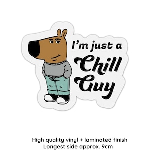 Calcomanía de vinilo laminado impermeable: "Soy un chico tranquilo", diseño de perro de dibujos animados, broma divertida para computadora portátil, álbum de recortes de oficina.