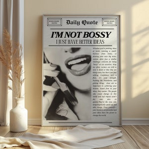 Trendy Newspaper Print, Digital Print, Black and White Art, Vintage Poster, Retro Poster Print, Dorm Room Art, Feminine Quote PNG