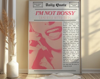 Trendy Newspaper Print, Printable Wall Art, Girly, Pink Wall Prints, Preppy Wall Art, Trendy Wall Art, Feminine Quote, y2k room decor, PNG