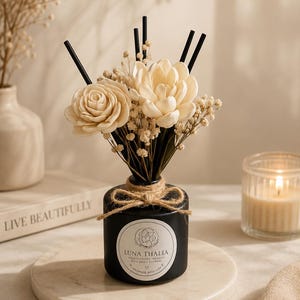 Reed Diffuser Infused with Dried Flowers | Luxury Home Fragrance | Handmade Gift | Housewarming | Wedding Gift |