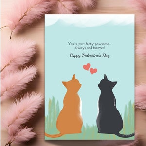 Carte numérique modifiable de la Saint-Valentin | d'amoureux des chats | Carte de Saint-Valentin ludique | Jolie carte de Saint-Valentin | Carte d'une page