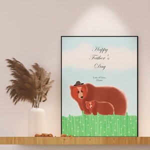 Bonne fête des pères | papa ours carte | Carte mignonne d'une page | Carte numérique