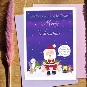 Modelo de cartão de Natal editável | Cartão de Papai Noel | Cartão de felicitações de fim de ano | Cartão de época festiva | Cartão digital