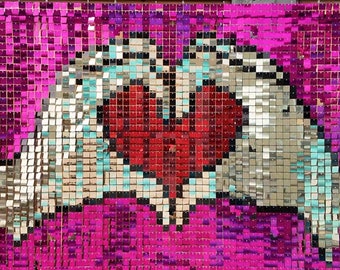 Heart Hands Shimmer Art (4' x 6')