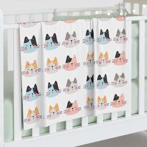Cute Cat Print Baby Swaddle Blanket, Cozy Infant Wrap, Newborn Gift, Nursery Decor, Baby Shower Present, Cat Lover Must-Have
