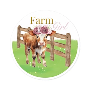 Pegatinas impermeables de vaca de granja, bonita decoración de granja, regalo para amantes de los animales, accesorios para botellas de agua, arte floral de vaca
