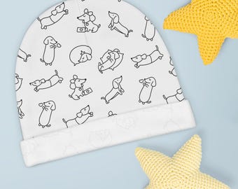 Dackel Baby Mütze - niedliche Mütze für Neugeborene