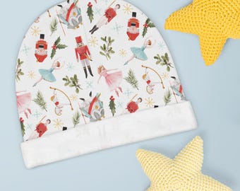Gorro de bebé Cascanueces caprichoso / Gorro navideño para bebé / Regalo navideño para recién nacido / Accesorio festivo de invierno para bebé
