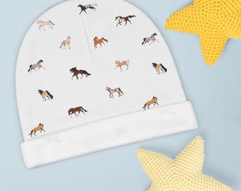 Horse Print Baby Beanie: Soft Polyester Newborn Hat
