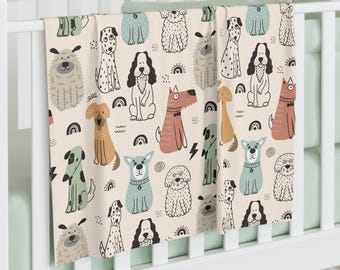 Copertina per neonati con stampa di cane scarabocchiato - Regalo ideale per baby shower