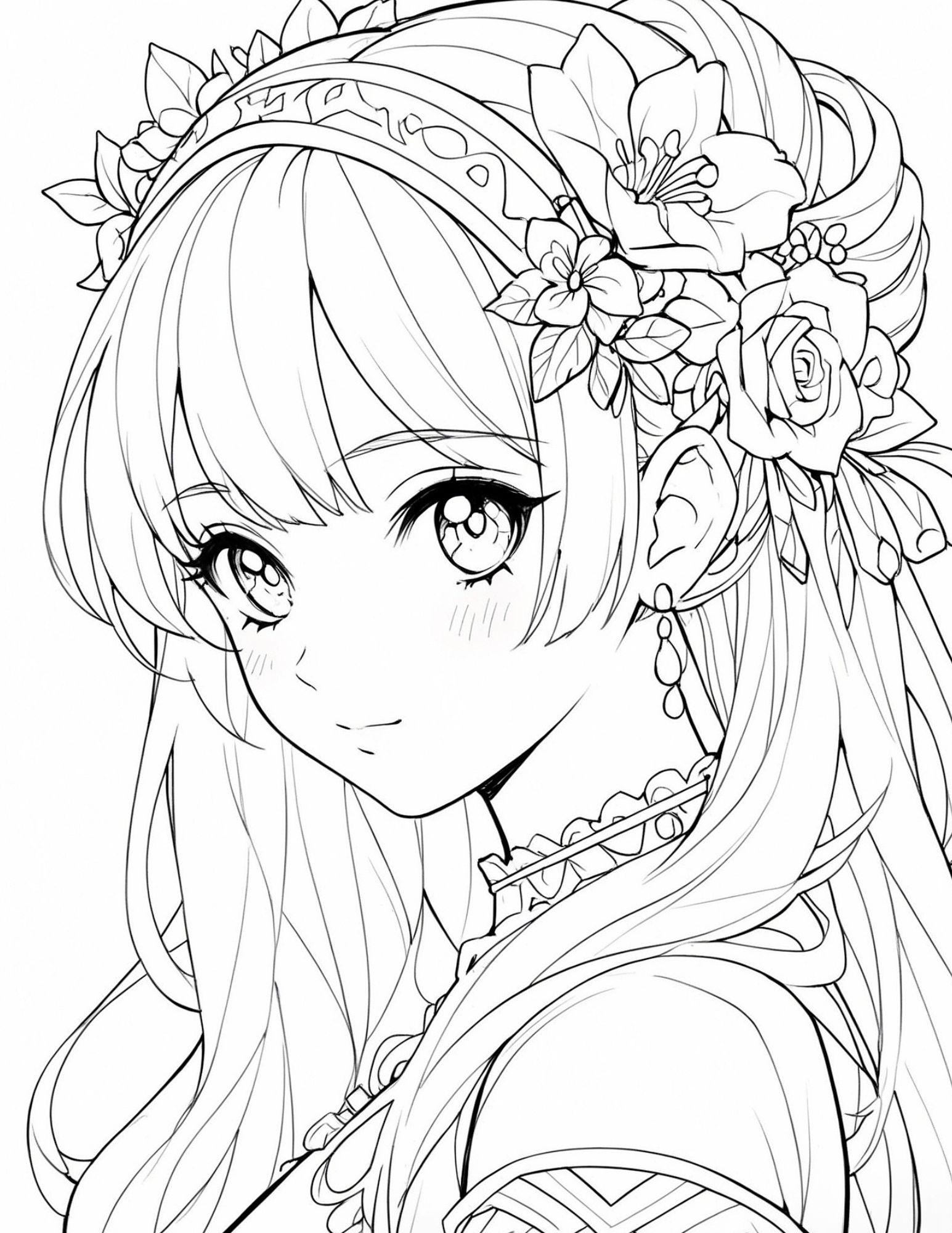 90 Anime Princess Coloring Pages | Adult and Kid Coloring Pages | Zen Art Therapy On The Go | Printable Digital Instant Download PDF