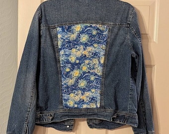 Upcycled  Denim Jacket XL Starry Night