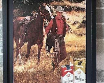 1970 Print Ad Marlboro Cigarettes Horse Cowboy