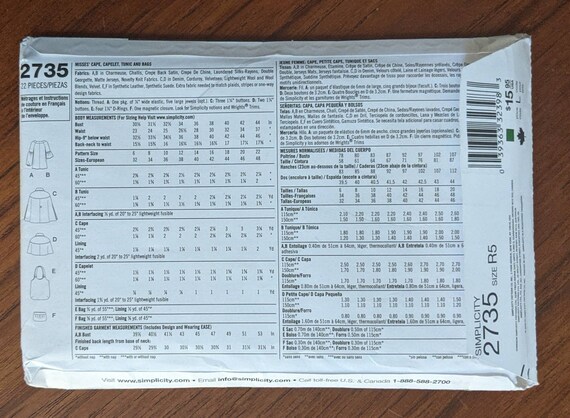 2025超人気 UNCUT Simplicity 2735 Pattern Size 14-22 - Etsy 裁縫材料