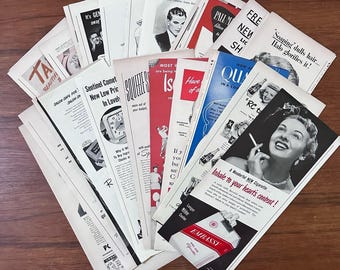 Lot of 39 Vintage Print Half Page Ads from the 1940s Variety
