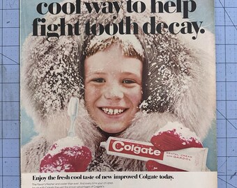 1967 Colgate Print Ad Toothpaste Dental Cream Cool Way Fight Tooth Decay