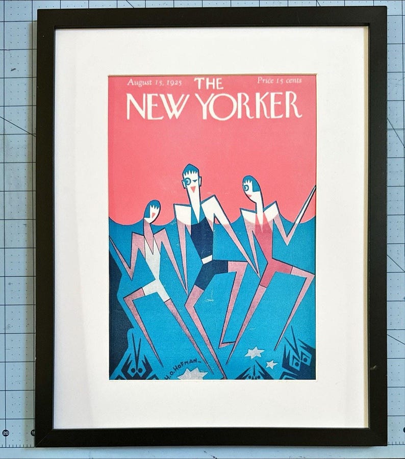 Framed 1925 The New Yorker Magazine August 15 Hofman Swimmers image 1