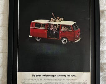 Framed Vintage LIFE Magazine Ad Original 1969 VW Bus Ad