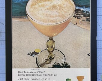 1967 Matted Print Ad Puerto Rican Rum Derby Daiquiri Mix