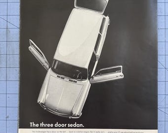 1967 Print Ad Original Volkswagen VW The Three Door Sedan