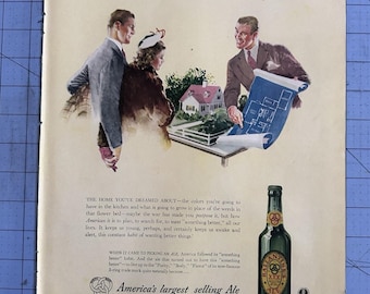 1943 Original Ballantine's Print Ad The Home you've dreamed about