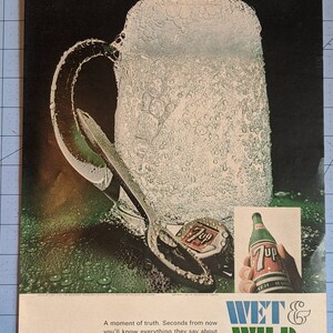 Vintage Print Ad 1967 7Up Wet & Wild