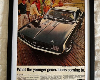 Framed 1969 VTG Original Ad Chevy Camaro What The Younger Generations Coming To
