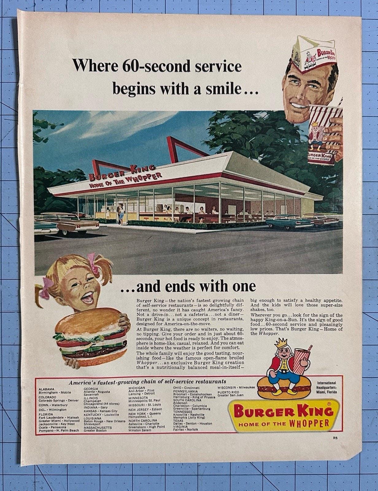 1966 Burger King Whopper Print Ad Vintage Magazine Ad - Etsy Canada