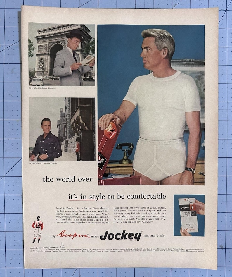 1955 Jockey Brief Tshirt Men's Underwear Fashion Vintage Print Ad image 1