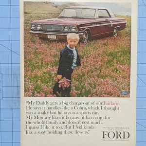 Vintage Print Ad 1963 Ford Fairlane