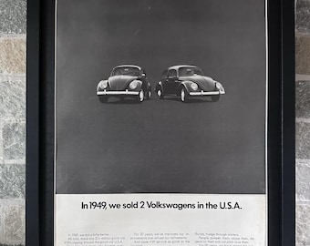 Framed 1969 Print Ad Volkswagen Beetle Auto