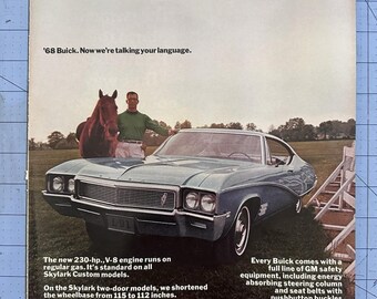 1967 Print Ad Vintage 1968 Buick Skylark Original Magazine Ad